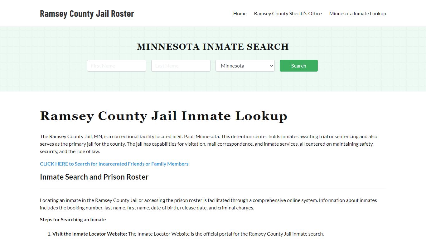 Ramsey County Jail Roster Lookup, MN, Inmate Search